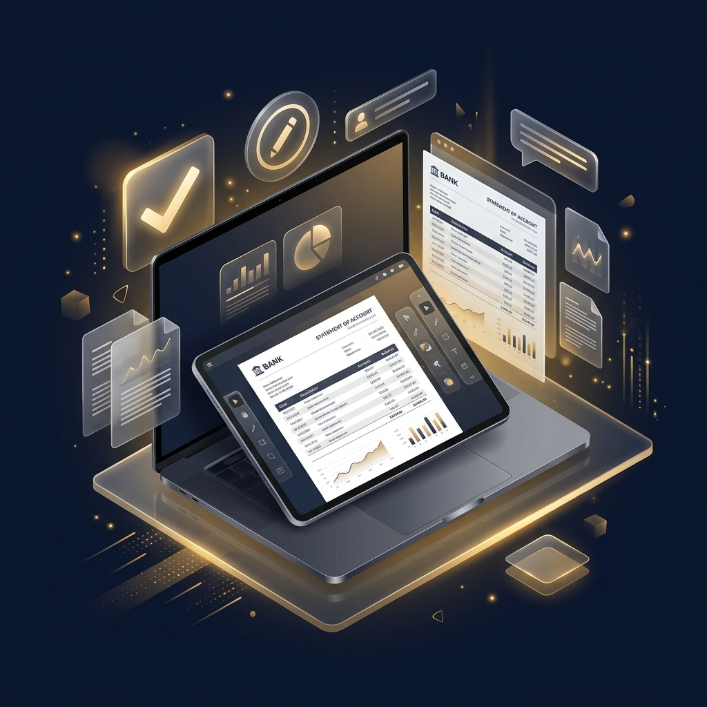 Professional Bank Statement Editing Services - Document Editing Illustration