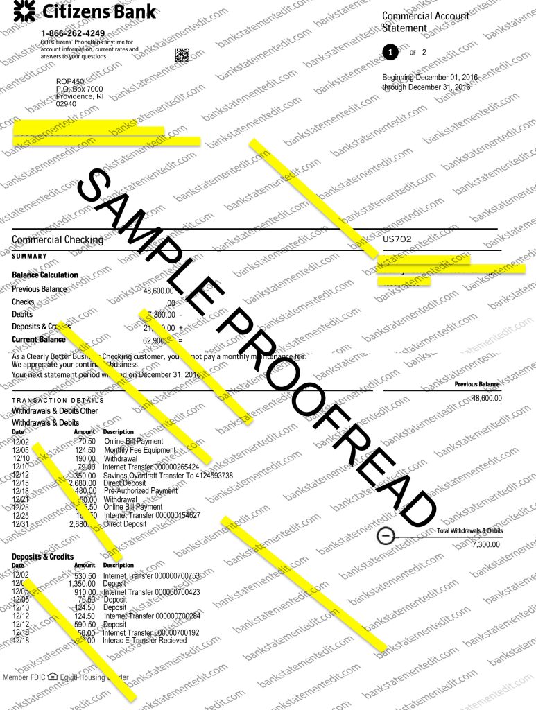 Citizens Bank Sample 1